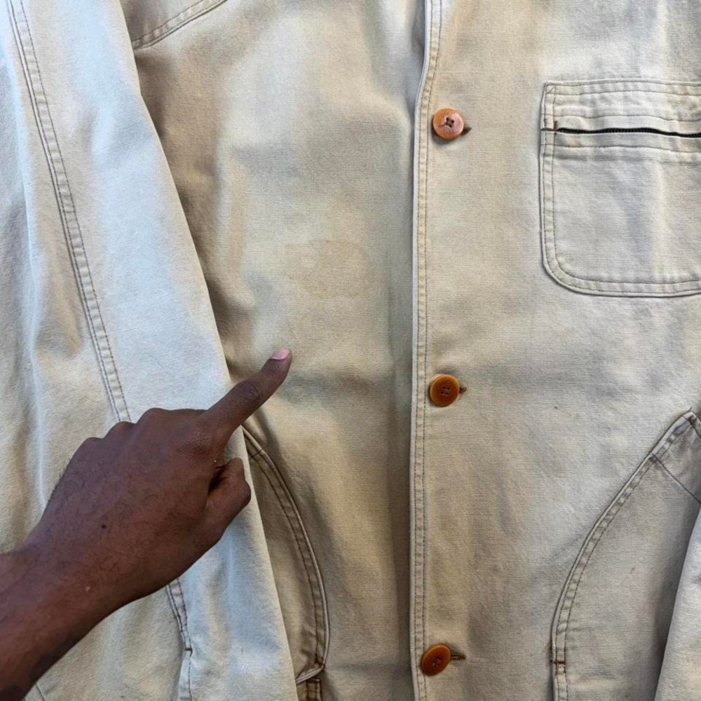 Vintage LL Bean Chore Coat Mens XXL Tan Canvas Corduroy Collar Wildlife Lining - Picture 5 of 8